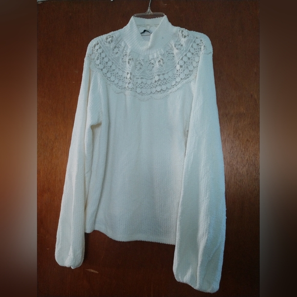 Zara mockneck crochet long sleeve top size small - Picture 1 of 4